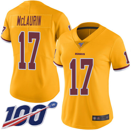Washington Redskins Limited Gold Women Terry McLaurin Jersey NFL Football 17 100th Season Rush Vapor Untouchable